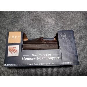 Loft Living Men's Brown Ultra-Soft Memory Foam Slippers Size Medium (7-8) New
